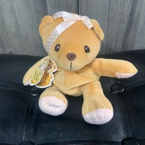 Retired Cherished Teddies Karen Teddy Bear Beanie With Satin Head Band & Tag